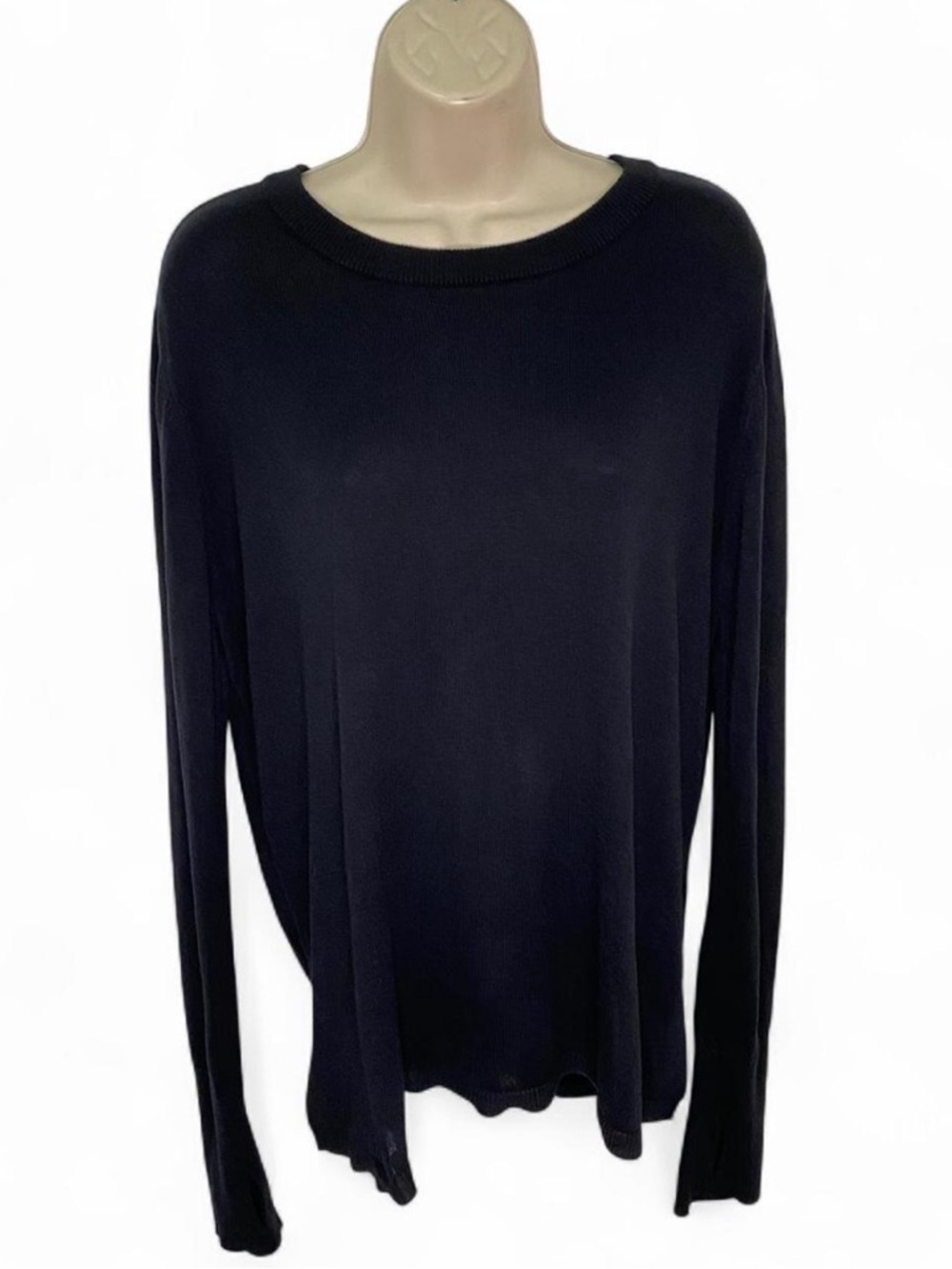 Lululemon 100% Merino Wool Navy Blue Sweater Criss Cross Back Thumb Holes 8